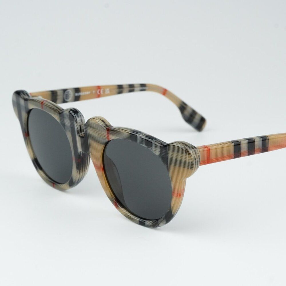 NEW Burberry JB4355 KIDS 377887 Vintage Check Dark Grey Round Unisex Sunglasses